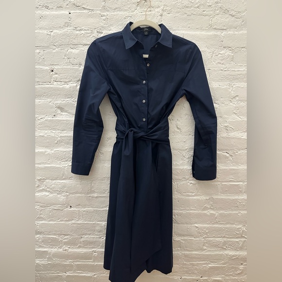 J. Crew Navy Blue Shirt Dress - Picture 2 of 5
